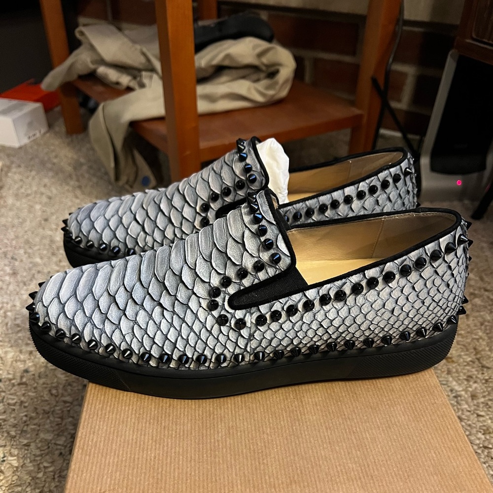 Christian Louboutin Pik Boat Python Frozen 39